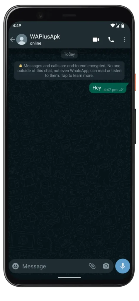 Blaue WhatsApp Plus-Chat-Oberfläche